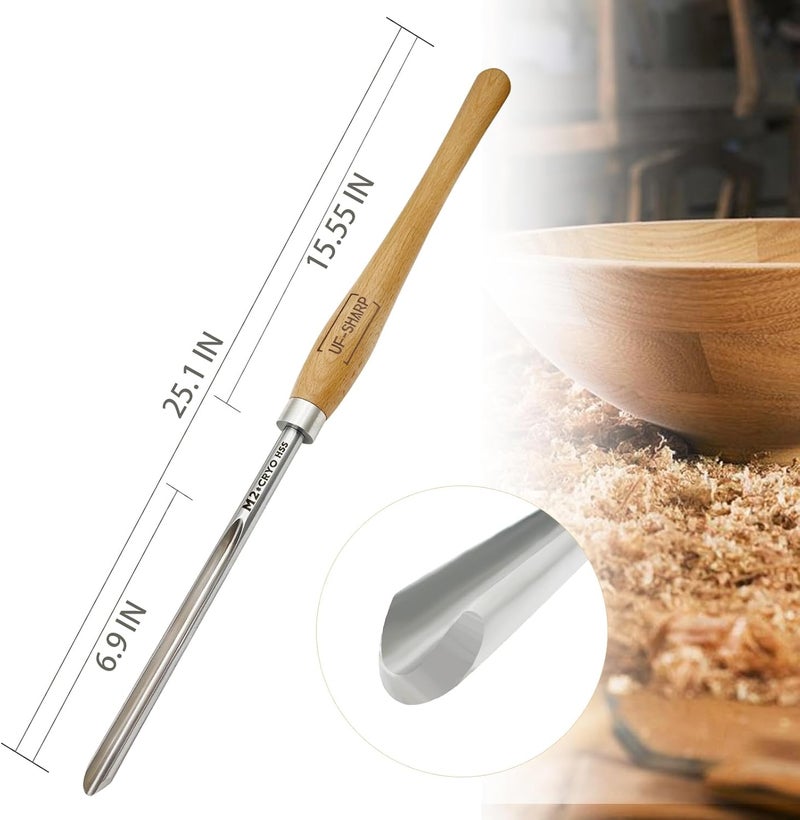 UF-SHARP 5/8 inch Bowl Gouge for Wood Lathe,M2 Cryo HSS Wood Turning Tools with Beech Wood Handle (5/8 inch) - Image 2